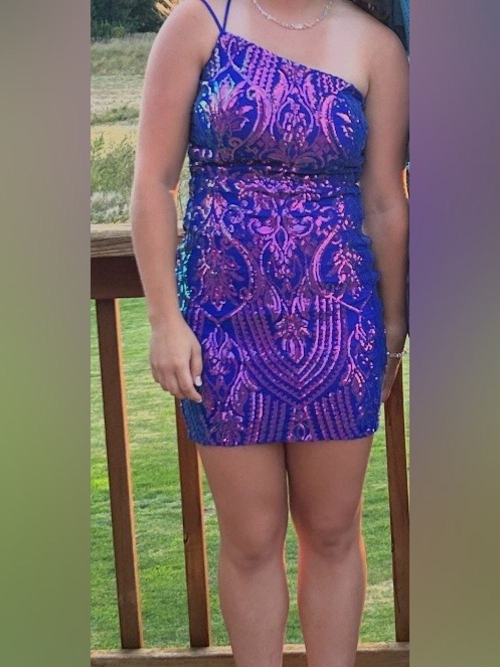 Sequin Embellished Blue-Purple Bodycon Dress